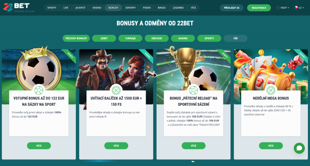 22BET bonusy