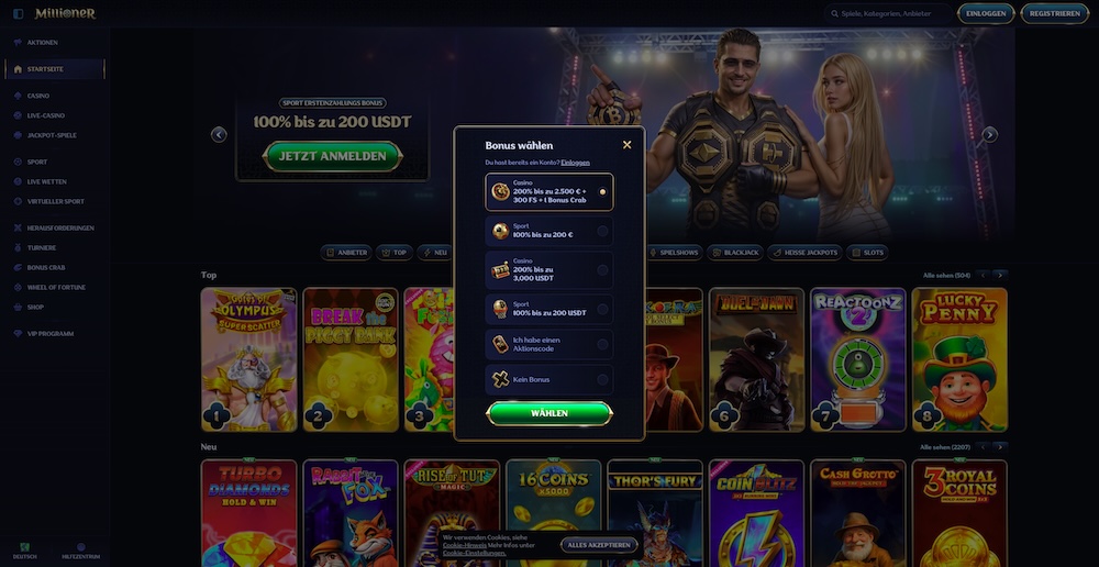 Millioner Registrierung