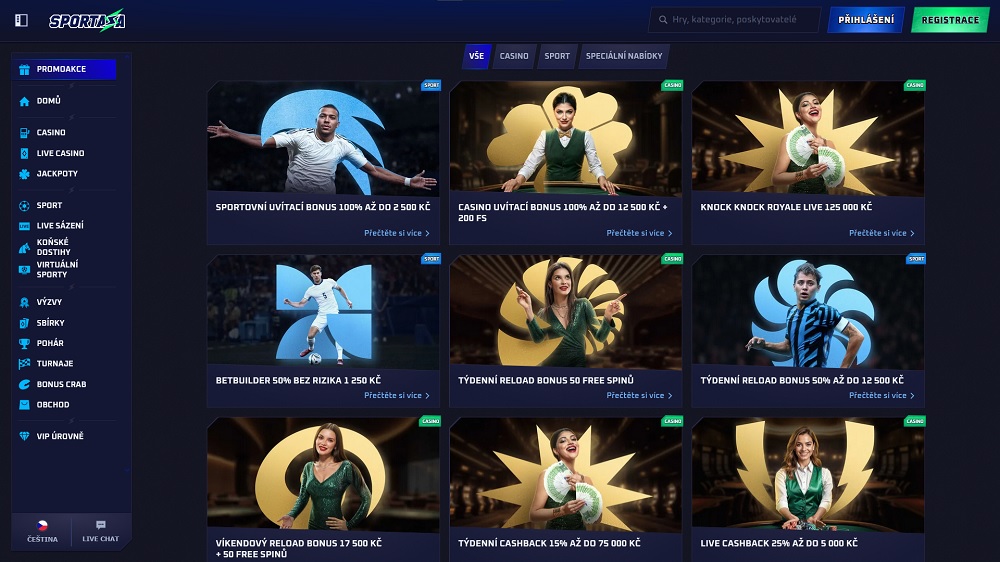 Náhled bonusů a promoakcí v září 2025 v online casinu a sázkové kanceláři Sportaza