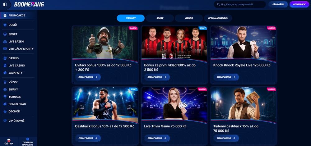 Boomerang Bet bonusy září 2025