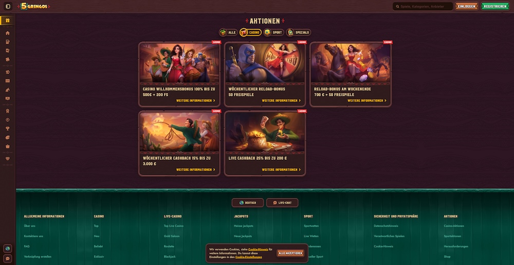 5Gringos Bonus ohne Einzahlung