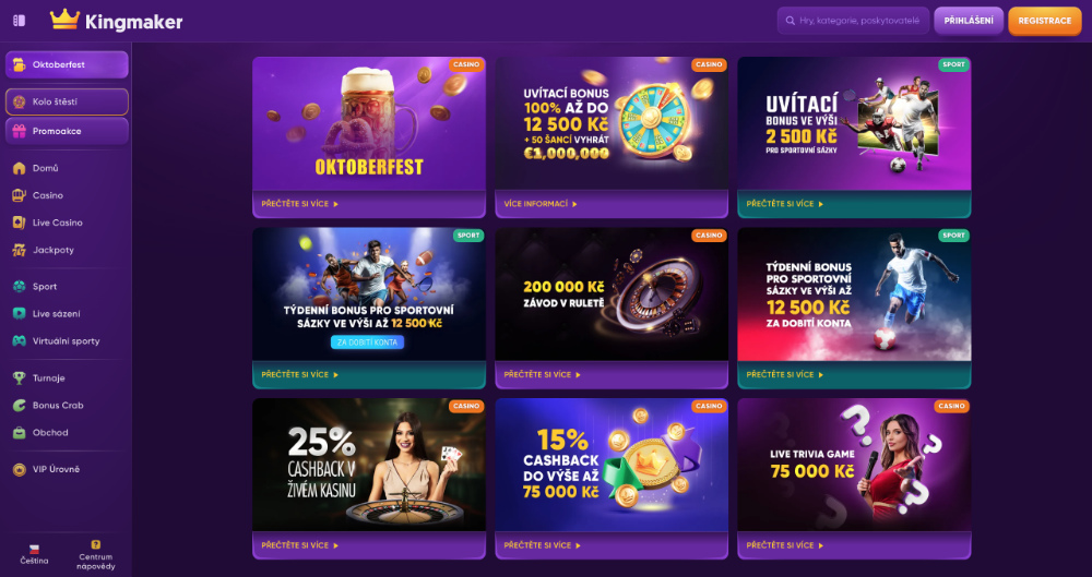 Jak získat bonusy v casinu Kingmaker?