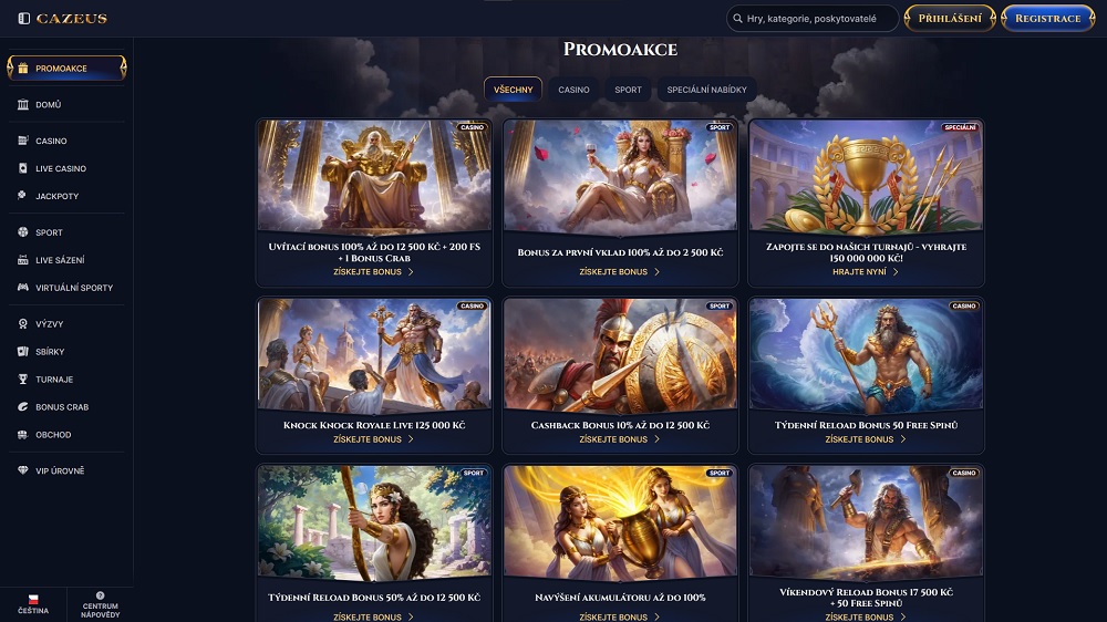 Náhled bonusů a promoakcí v září 2025 v online casinu a sázkové kanceláři Cazeus