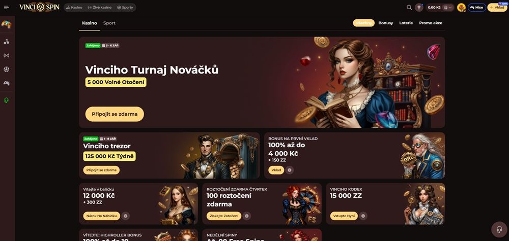 Vinci Spin free spiny září 2025
