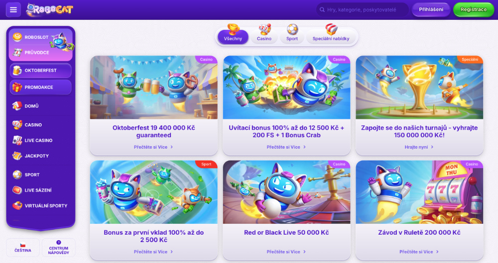 Jak získat bonusy v casinu Robocat?
