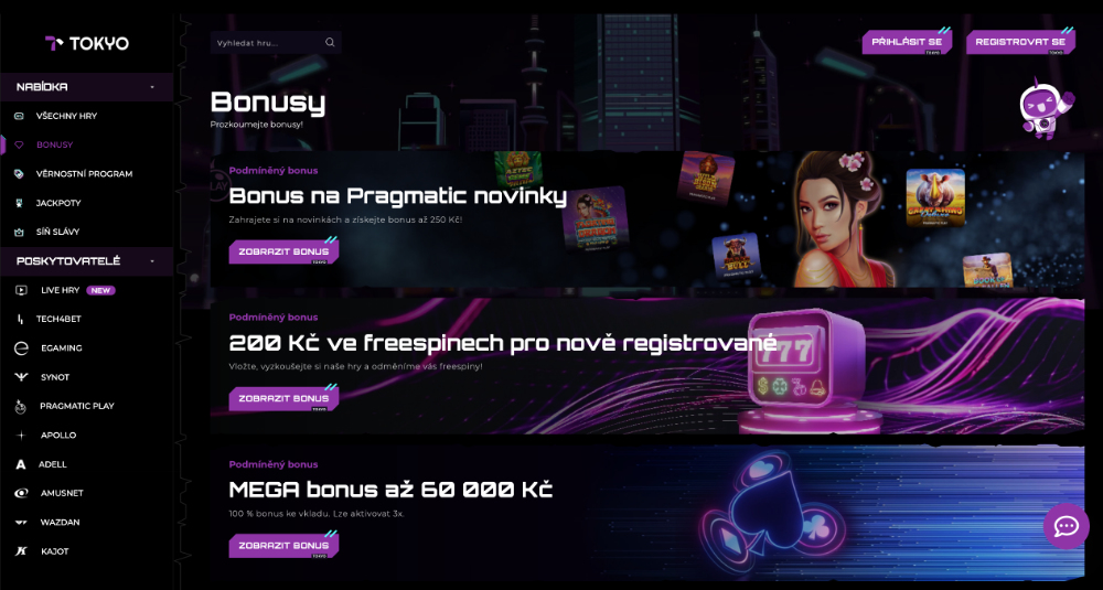 Tokyo casino bonusy [Přehled TOP bonusů]