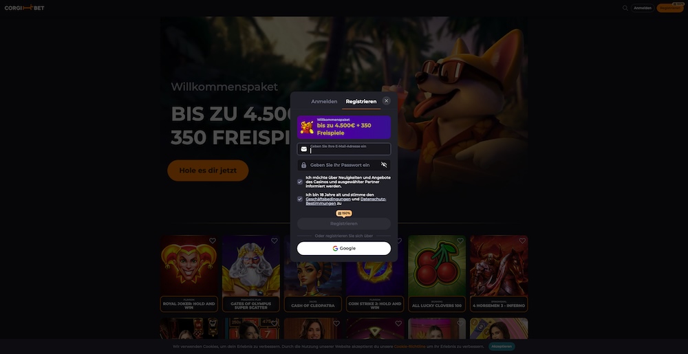 Corgibet Registrierung