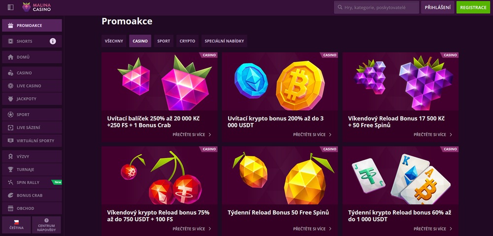 Malina casino free spins září 2025