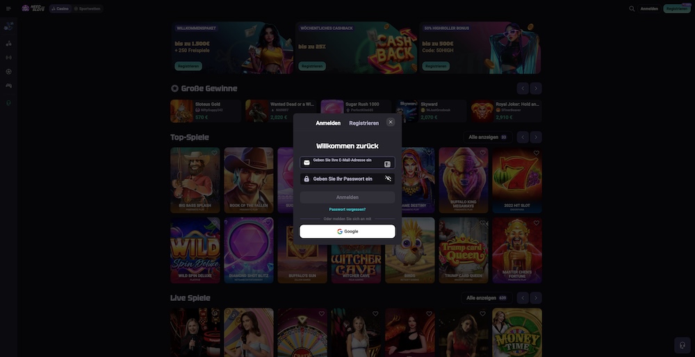 NeedforSlots Anmeldung