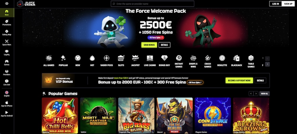 SlotsVader homepage