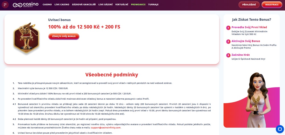  Casino Infinity free spins září 2025