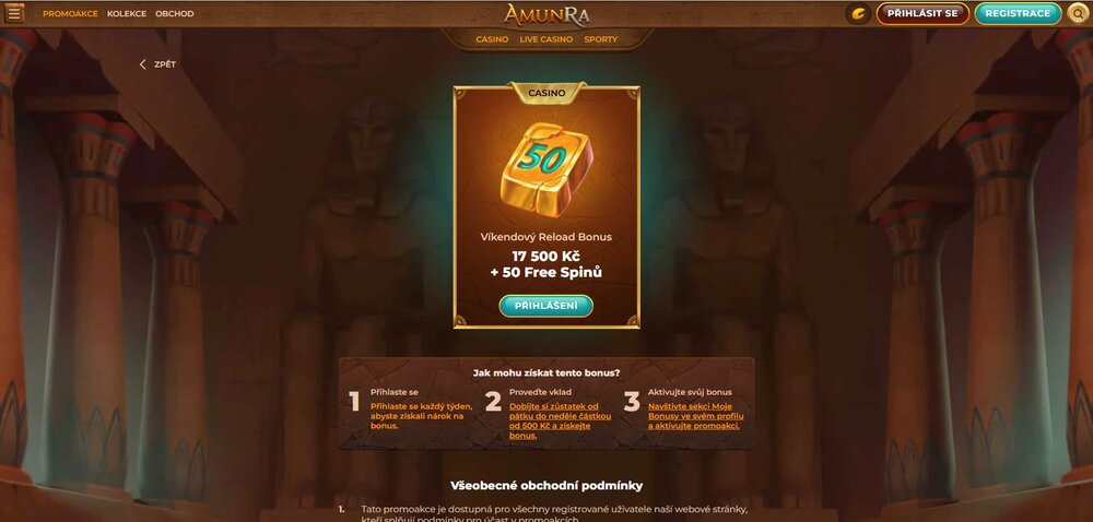 amunra víkendový reload bonus s free spiny
