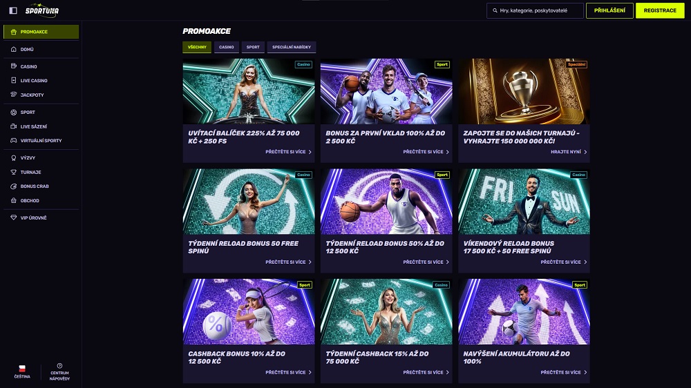 Náhled bonusů a promoakcí v září 2025 v online casinu a sázkové kanceláři Sportuna