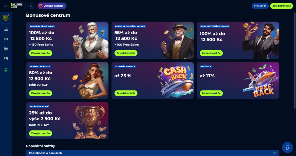 Jak získat bonusy v casinu Billionairespin?