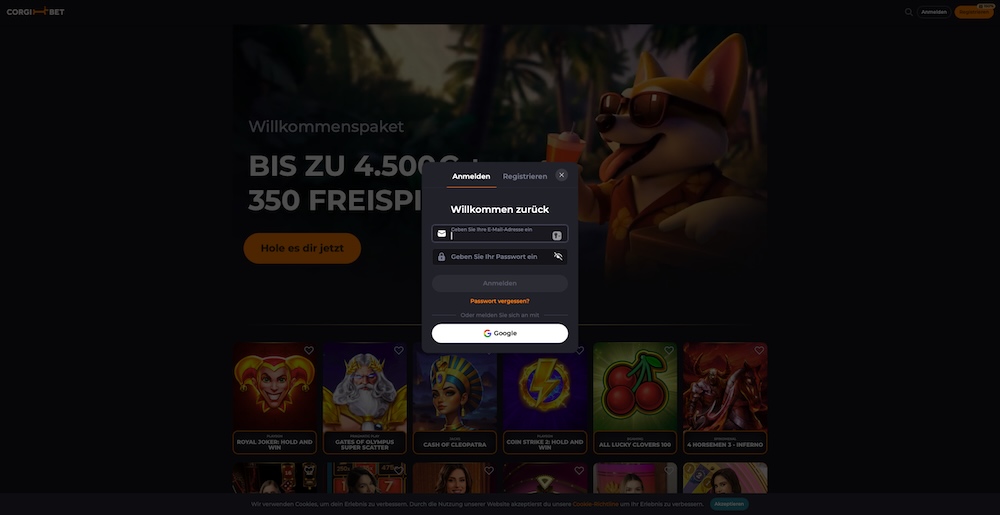 Corgibet Anmeldung