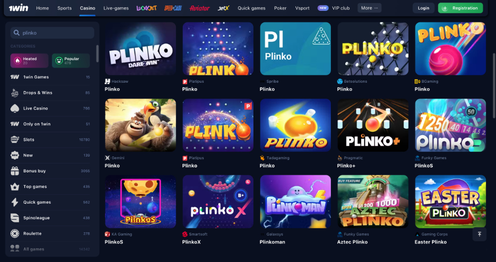 1win casino plinko [Bohatá nabídka arkádové zábavy]