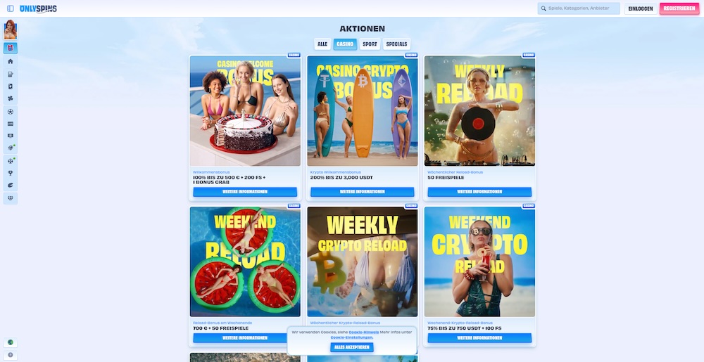 OnlySpins Freispielen
