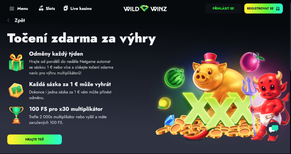 WildWinz free spiny [Jak získat volná zatočení?]