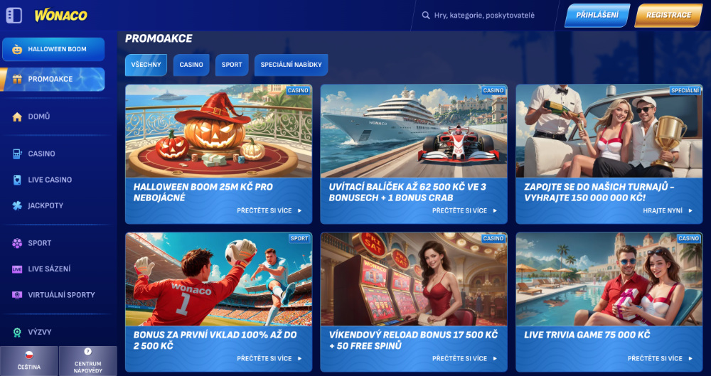 Listopadové bonusy v casinu Wonako