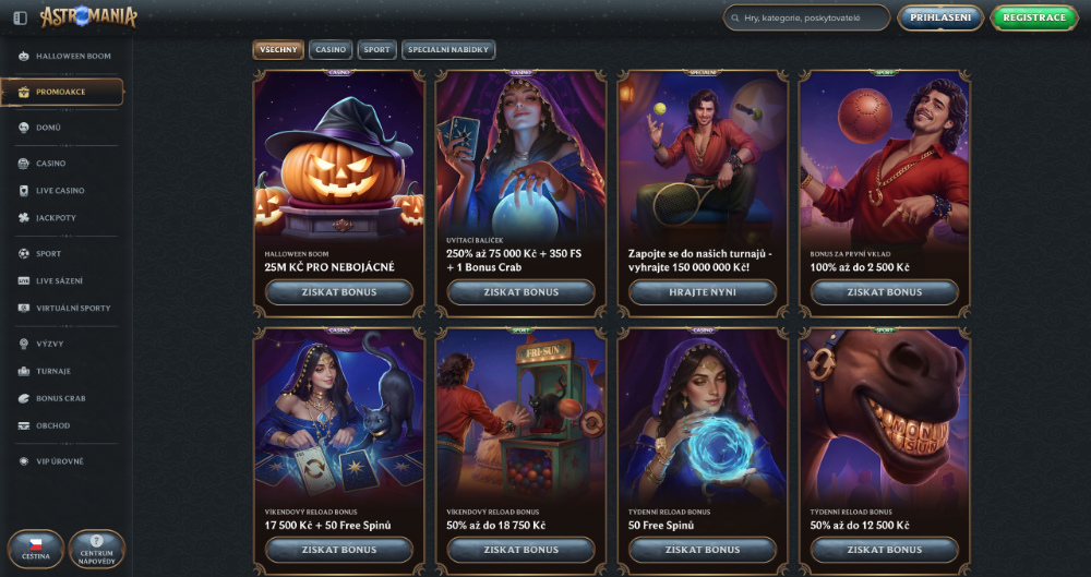 Oferta de bonificaciones en el casino AstroMania