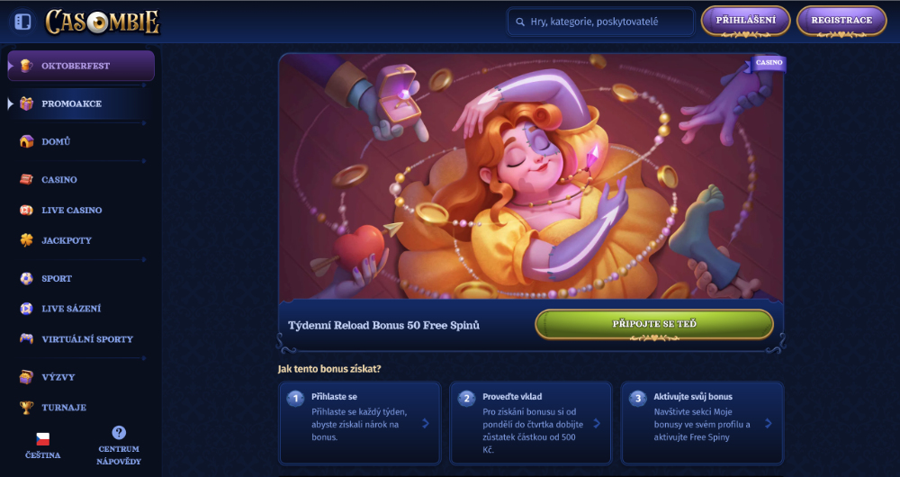 Nabídka free spinů v Casombie říjen 2025