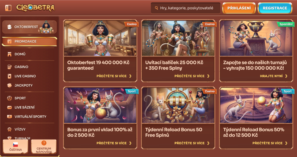 Říjnové bonusy v casinu Cleobetra