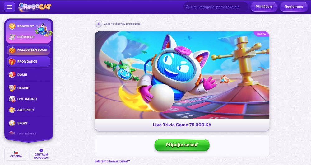 Live Trivia Game v casinu Robocat