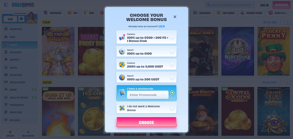 OnlySpins promo code