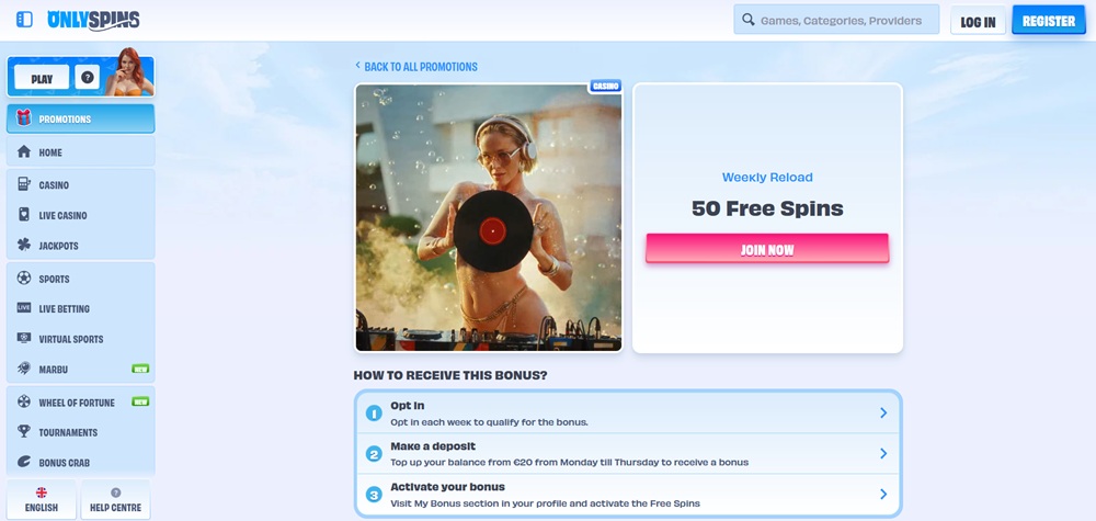 OnlySpins free spins