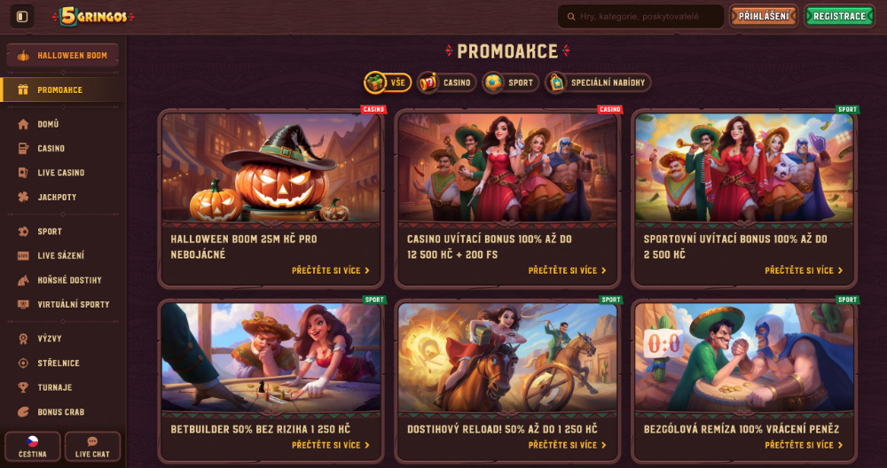 Listopadové bonusy v casinu 5Gringos