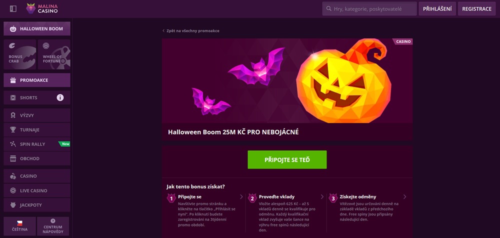 Halloween 2025 v casinu Malina Casino