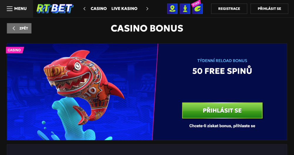 RTbet bonus s free spiny