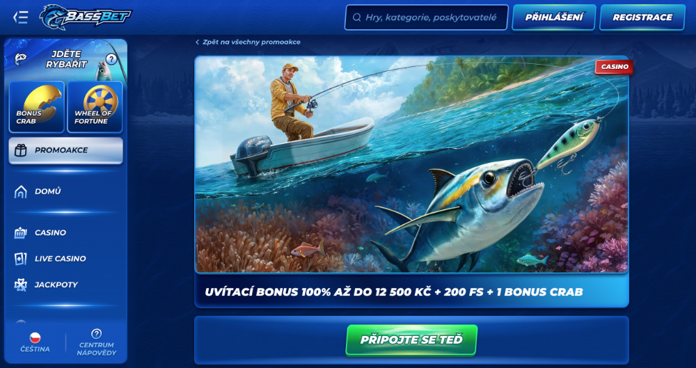 Promoakce v casinu BassBet Vstupní bonus 12 500 Kč + 200 free spinů