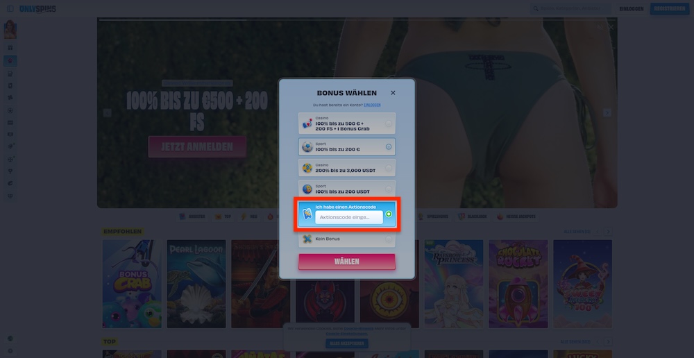 OnlySpins Promo-Code