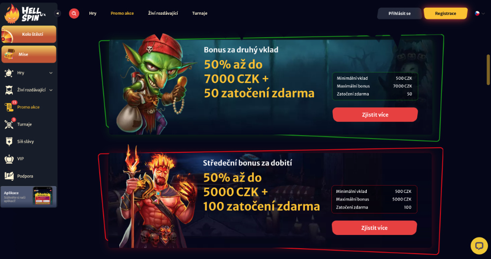 Hell Spin free spins [říjen 2025] úvodní
