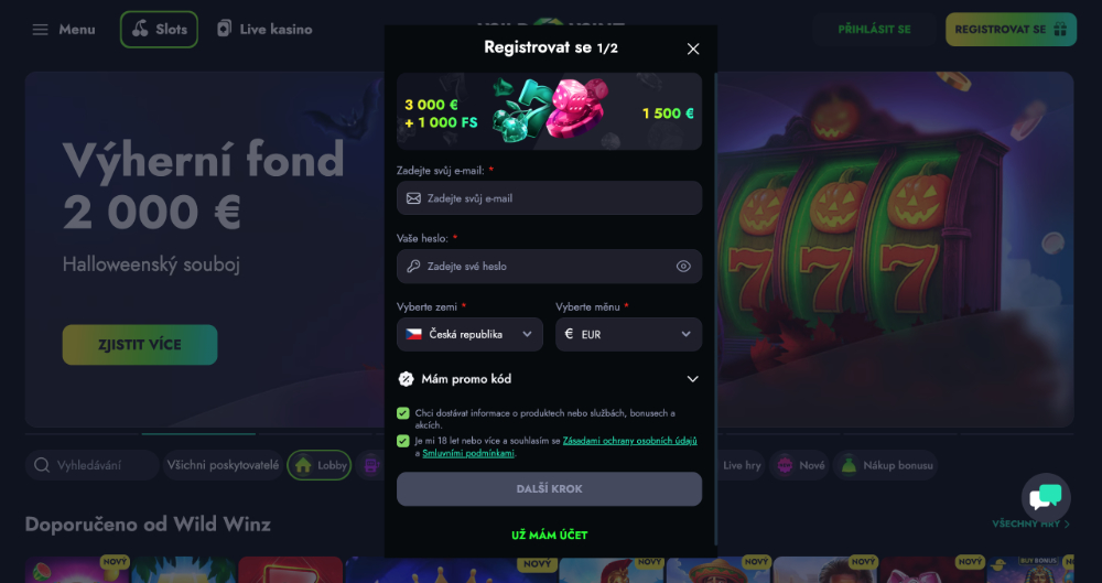 WildWinz registrace [Kompletní návod na založení nového účtu]