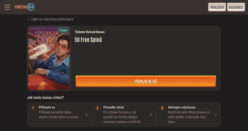 Neon54 free spins [říjen 2025]