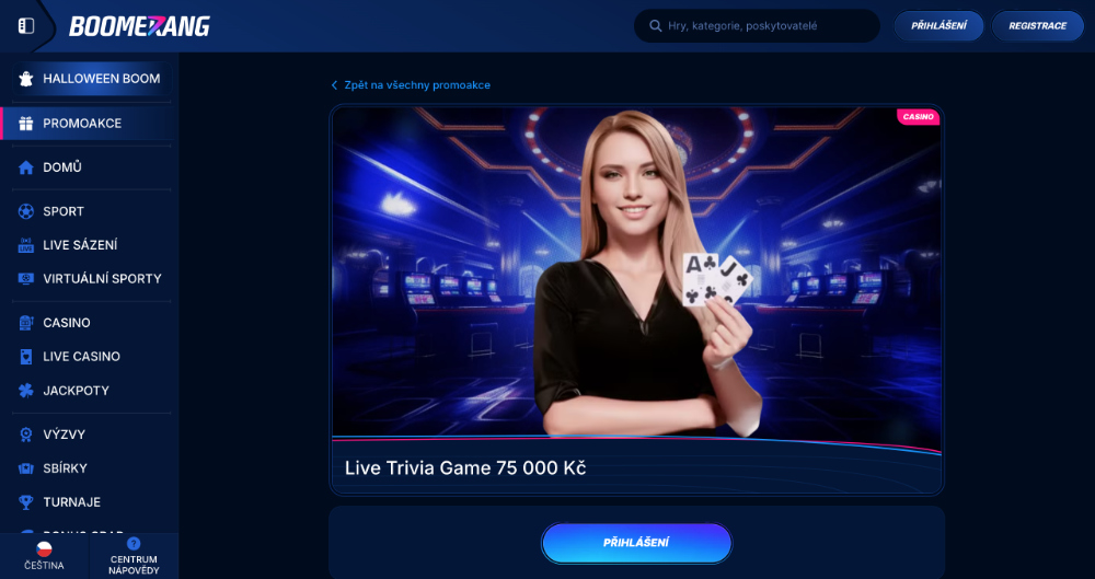 Boomerang Bet Live trivia game