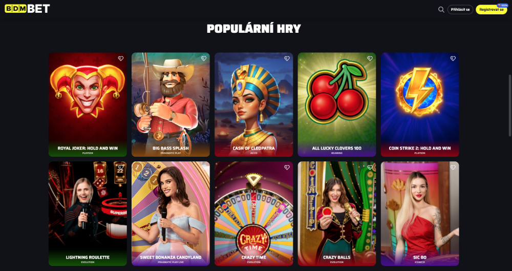 Populární hry v casinu Bdmbet_úvodní