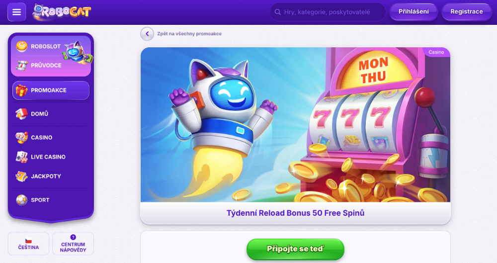 Říjnové free spiny v casinu Robocat