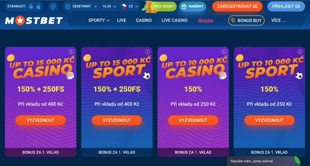 Bonusy v casinu MostBet v říjnu