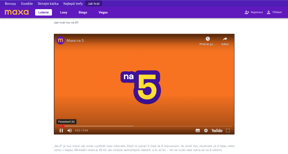 Loterie Maxa Na 5_úvodní