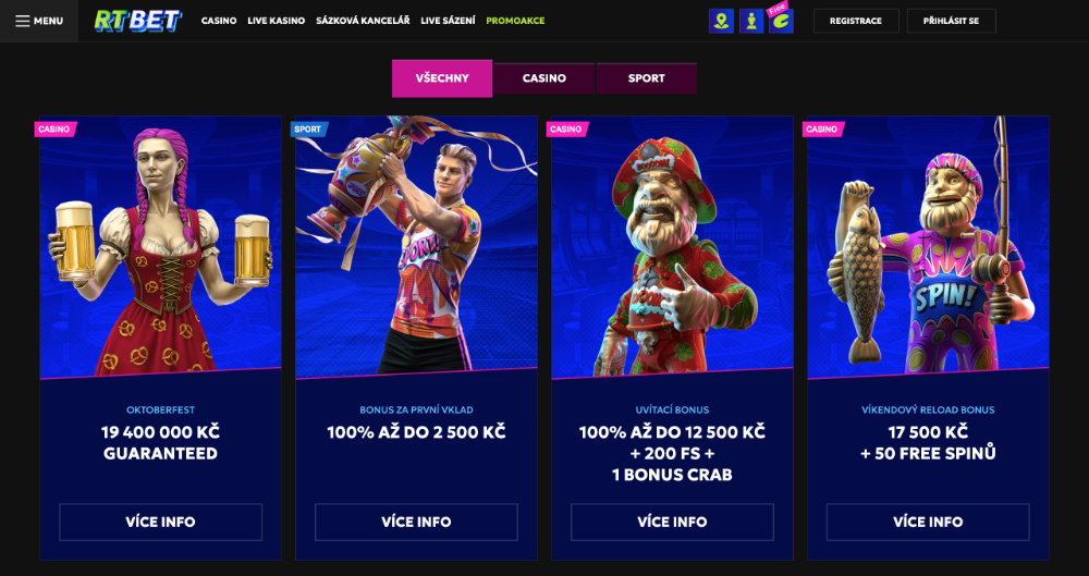 RTbet bonusy [říjen 2025]