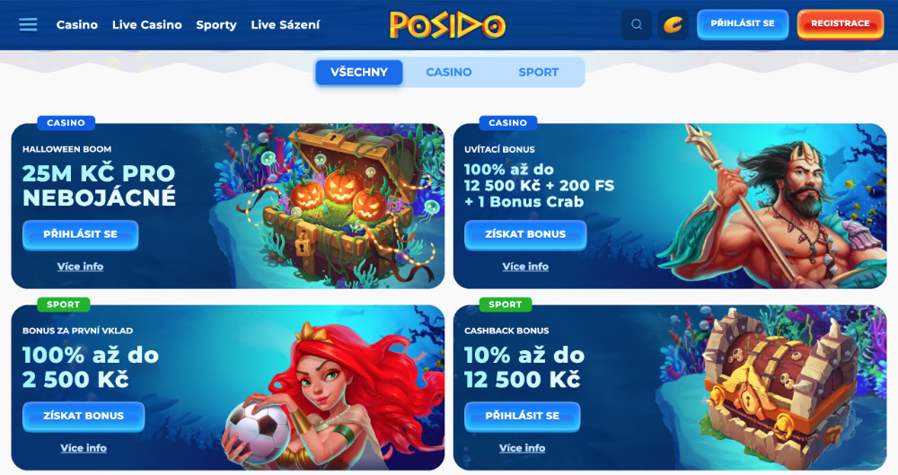 Listopadové bonusy v casinu Posido