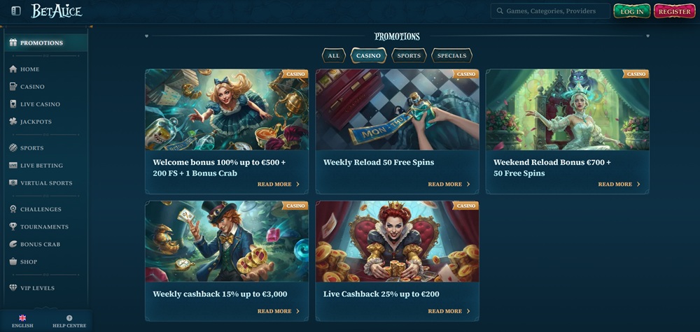 BetAlice bonusy úvod en