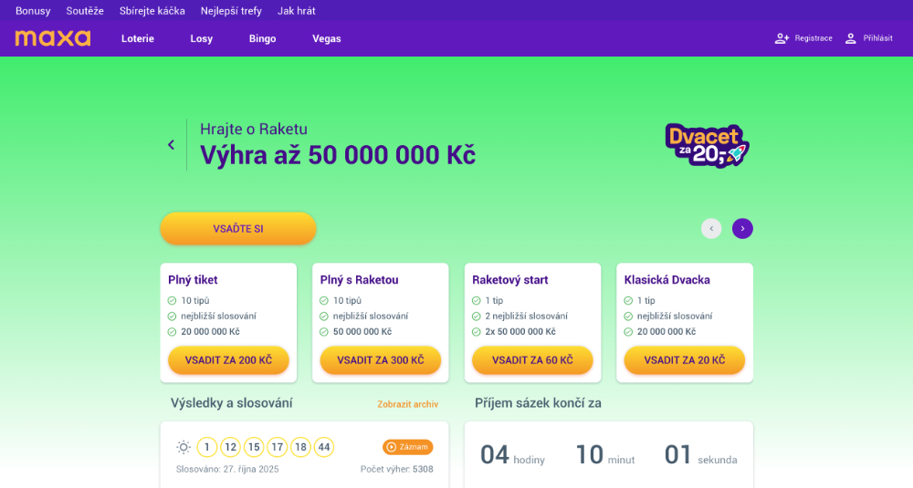 Loterie Maxa Dvacet za 20,-