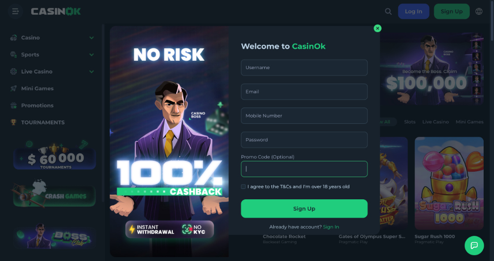 CasinOK promo code