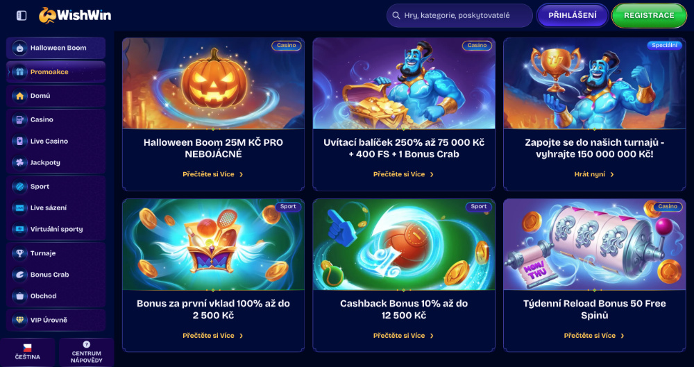 Listopadové bonusy v casinu WishWin