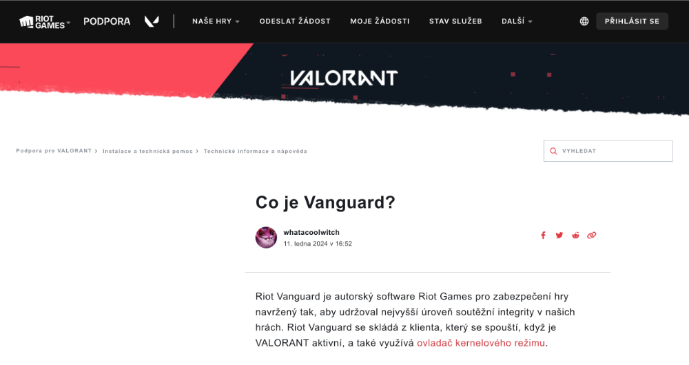 Co je aplikace Valorant Vanguard? úvodní