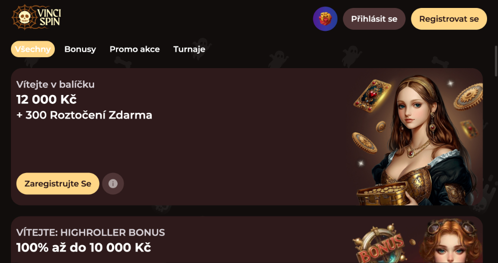 Vinci Spin free spins [listopad 2025] úvodní